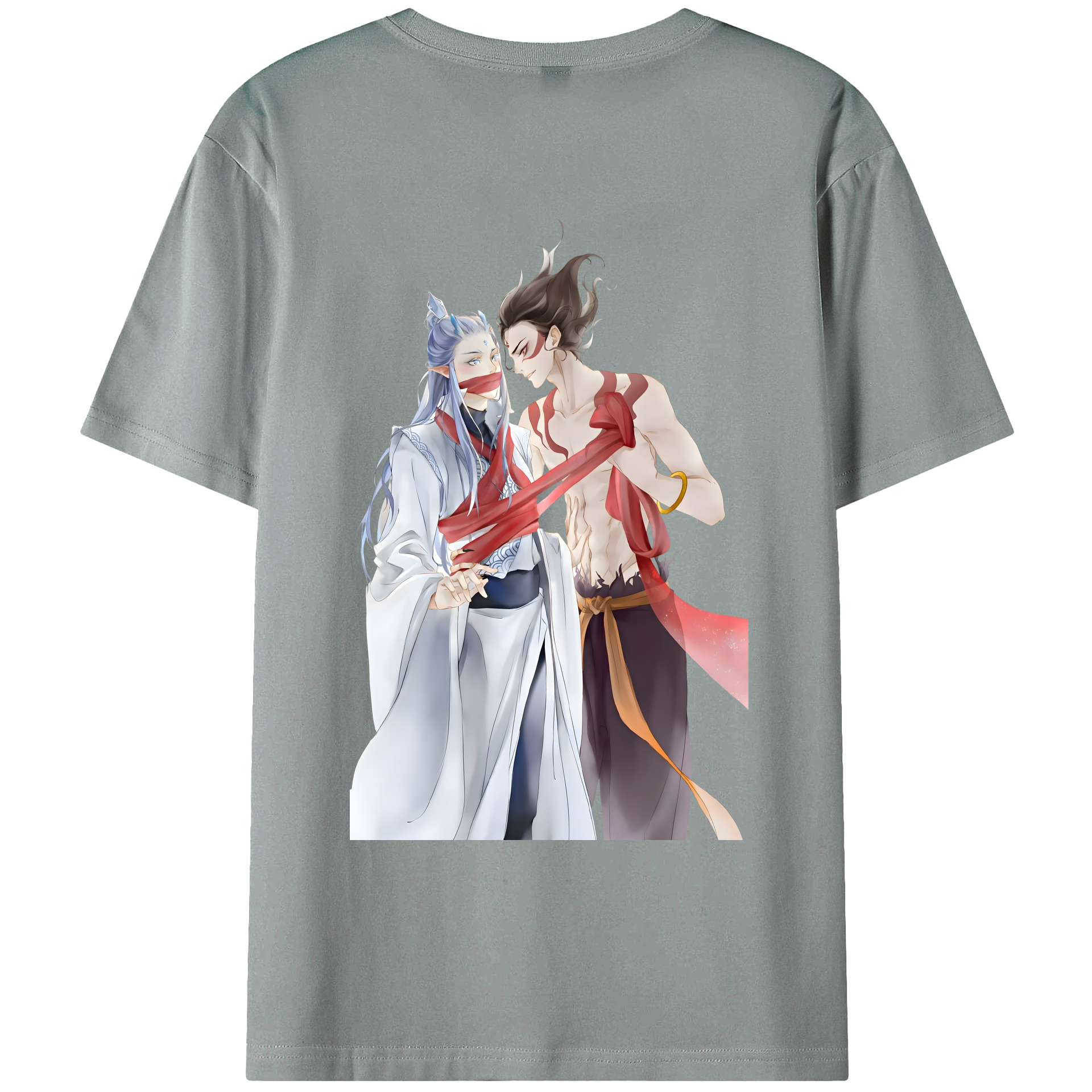 （画像用） Ne Zha 2 ナタ 魔童の大暴れ 綿100％ メンズ半袖Tシャツ（バックプリント） 通気性